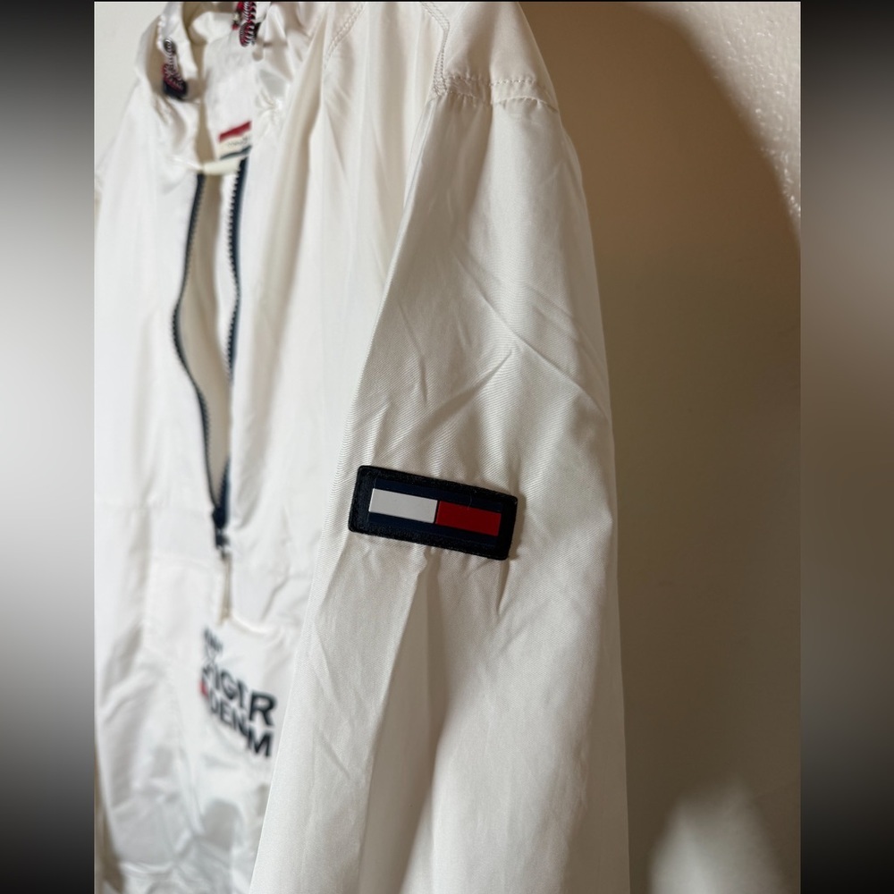 Tommy Hilfiger White Windbreaker Pullover Hoodie Jacket Men’s Size Large - Picture 3 of 10